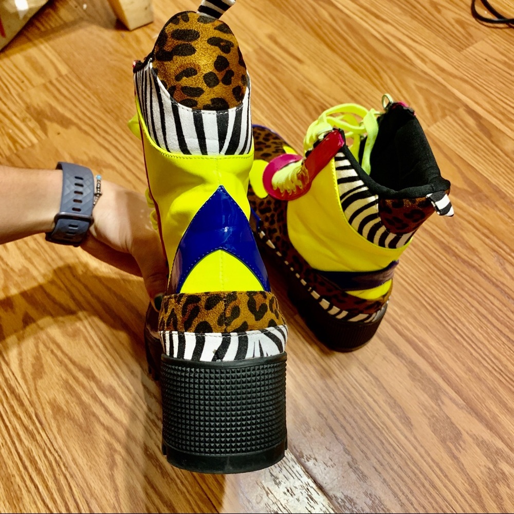Funky Colorblocked Platform Combat Boots - Picture 6 of 7